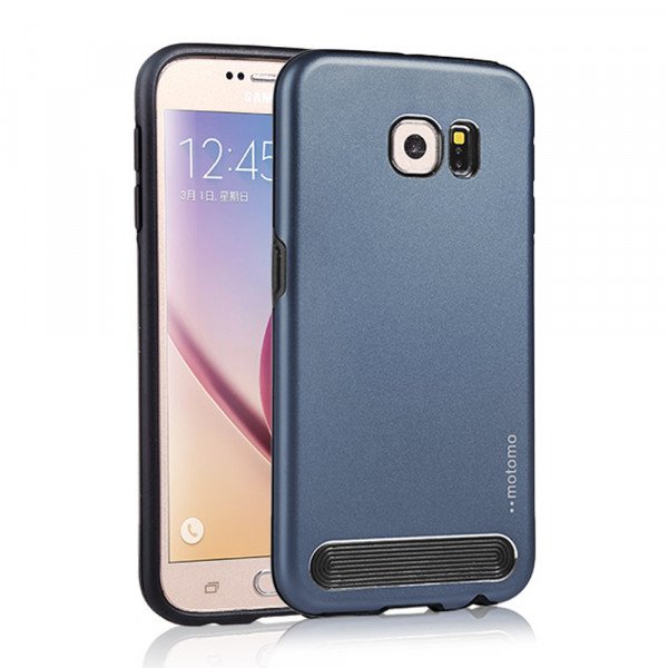 Wholesale Samsung Galaxy S6 Edge Aluminum Armor Hybrid Case (Navy Blue)